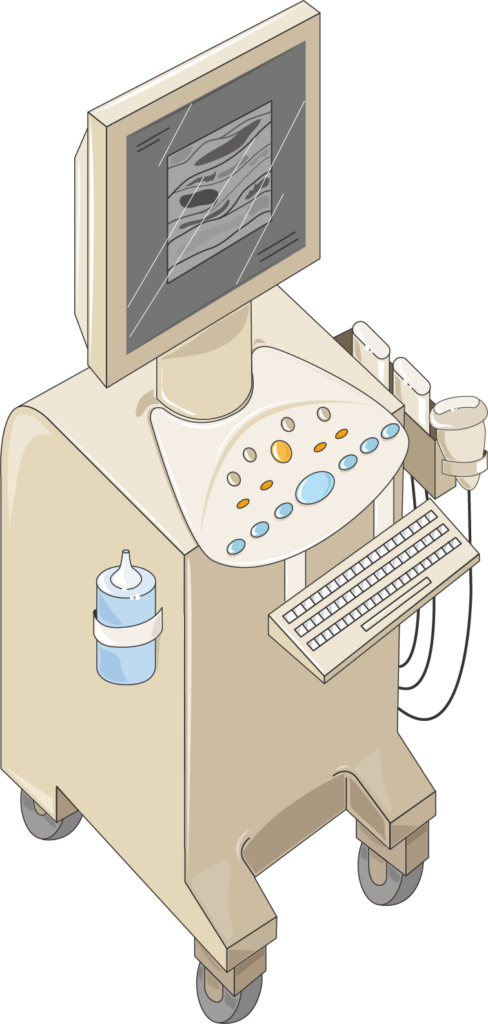 Aparelho de ultrassom usado no ecocardiograma